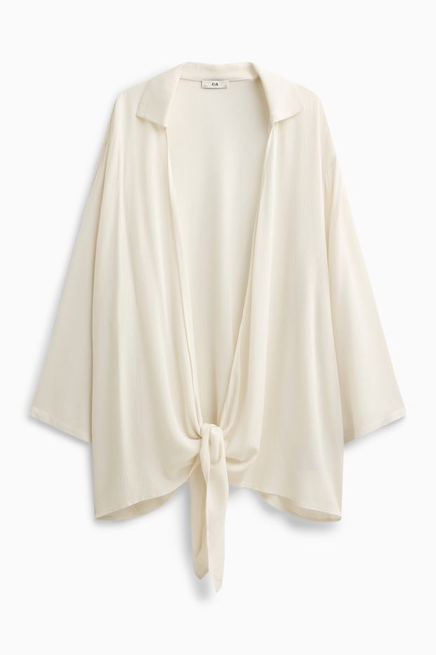 Women - Blouse with knot detail - white