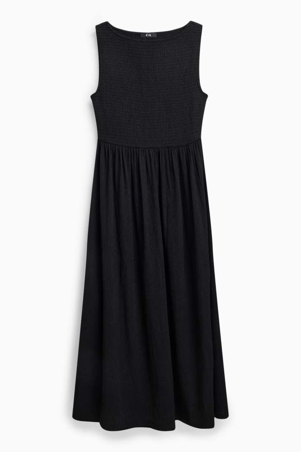 Women - Fit & flare dress - textured - black
