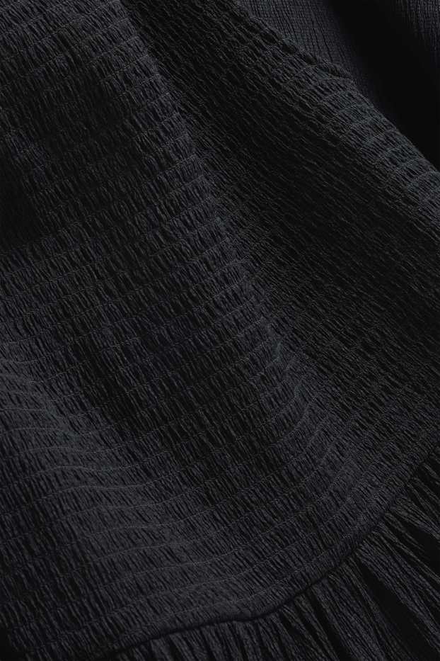 Women - Fit & flare dress - textured - black