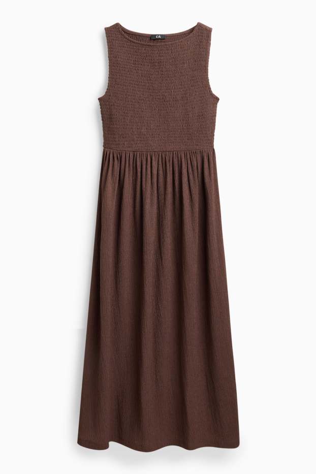 Women - Fit & flare dress - textured - brown