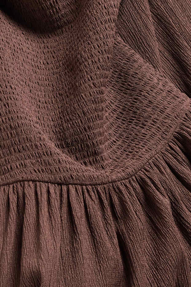 Women - Fit & flare dress - textured - brown