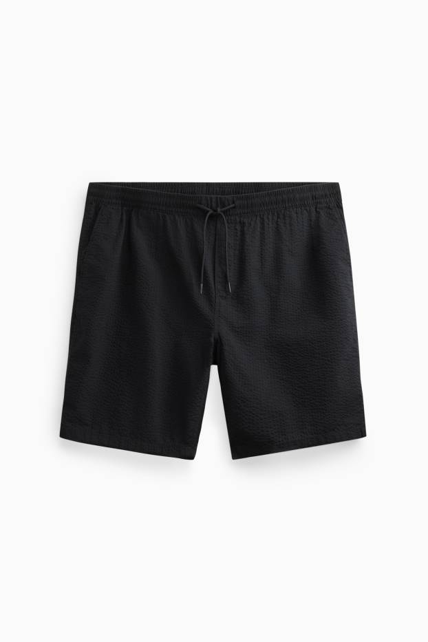 Men - Shorts - textured - black