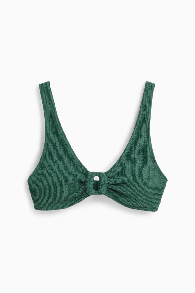 Damen - Bikini-Top mit Bügel - wattiert - strukturiert - dunkelgrün