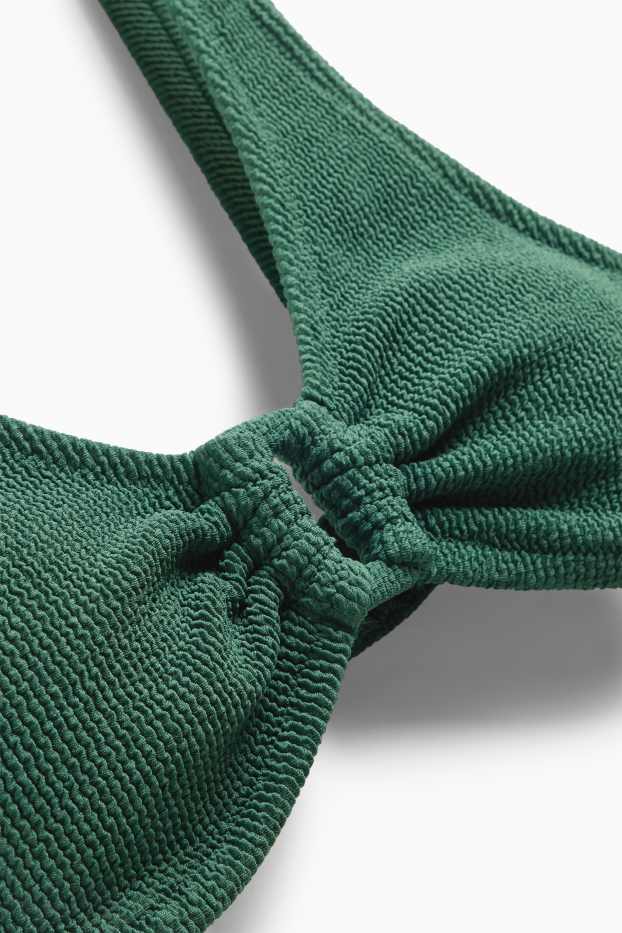 Damen - Bikini-Top mit Bügel - wattiert - strukturiert - dunkelgrün