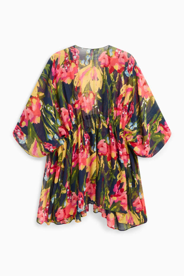 Dámské - Kimono - s květinovým vzorem - zelená/růžová