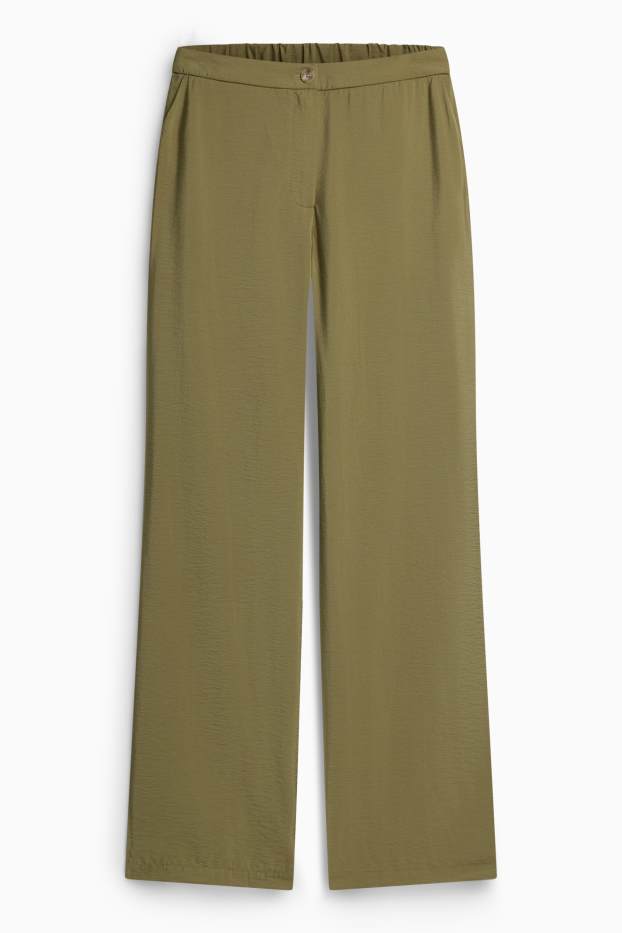 Damen - Stoffhose - High Waist - Wide Leg - grün