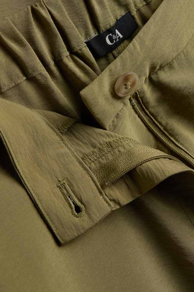 Damen - Stoffhose - High Waist - Wide Leg - grün