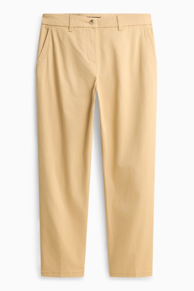 Dames - Pantalon - mid waist - tapered fit - beige