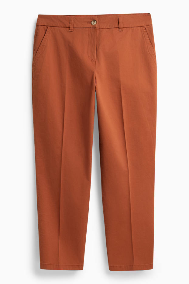 Dames - Pantalon - mid waist - tapered fit - bruin