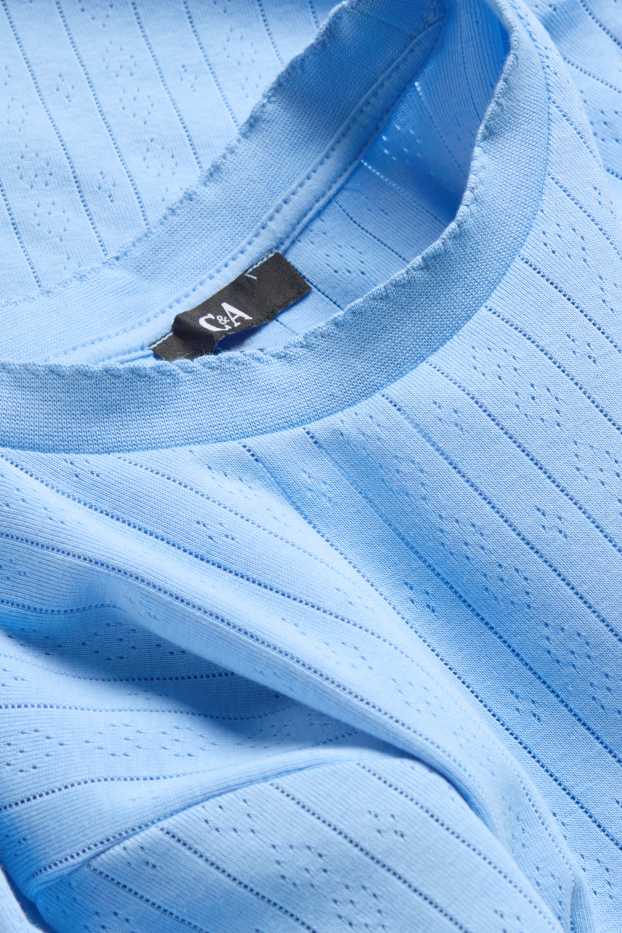 Damen - T-Shirt - Regular Fit - gerippt - blau