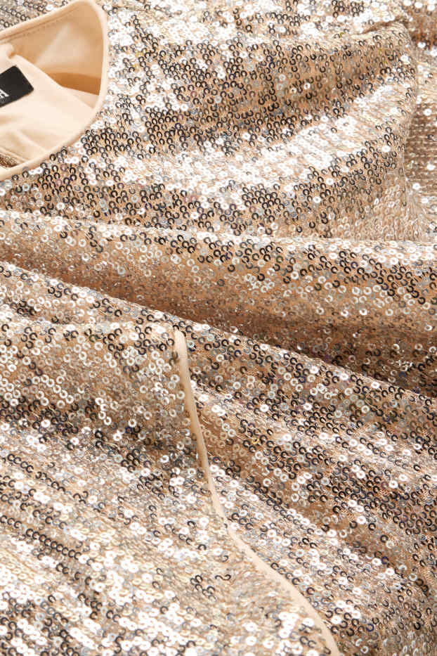 Damen - Pailetten-Kleid - cremefarben