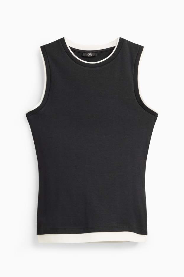 Damen - Top - 2-in-1-Look - schwarz