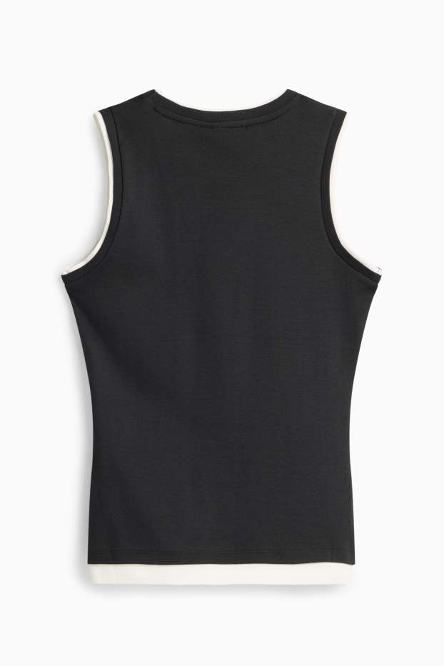 Damen - Top - 2-in-1-Look - schwarz