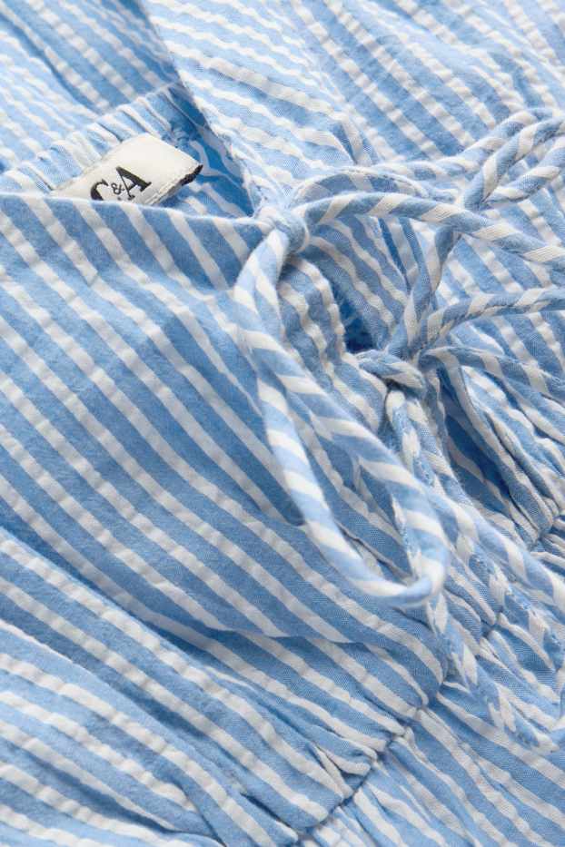 Damen - Blusentop - getreift - hellblau