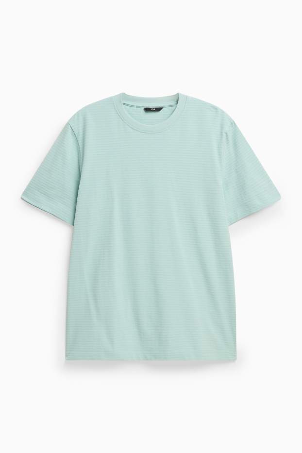 Herren - T-Shirt - Regular Fit - gerippt - helltürkis