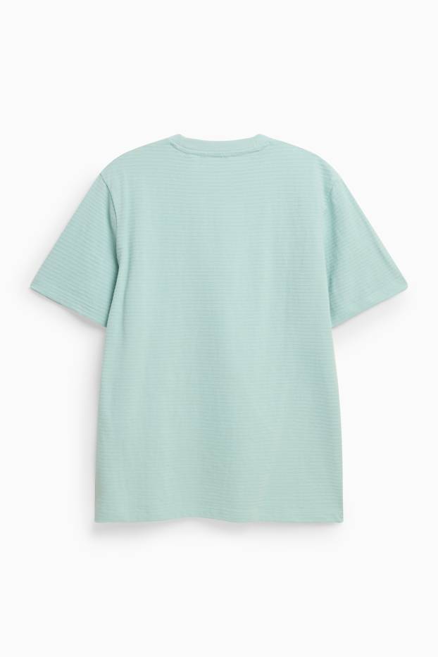 Herren - T-Shirt - Regular Fit - gerippt - helltürkis