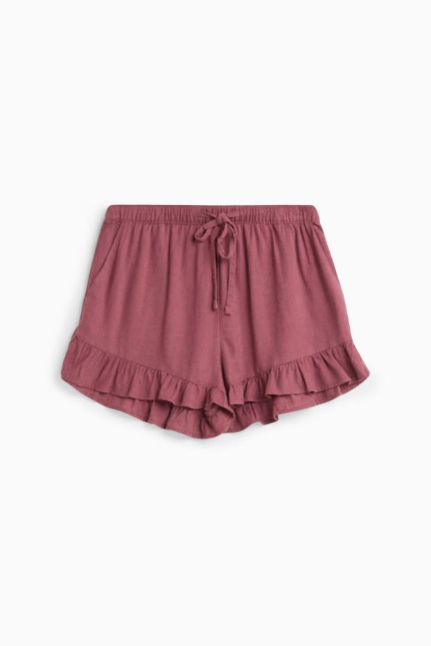 Damen - Shorts - High Waist - dunkelrot