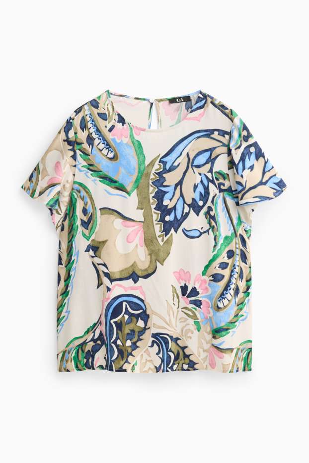 Damen - Bluse - gemustert - cremefarben