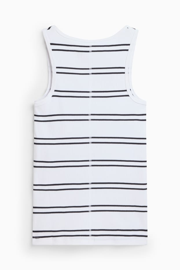 Women - Top - ribbed - striped - white / blue
