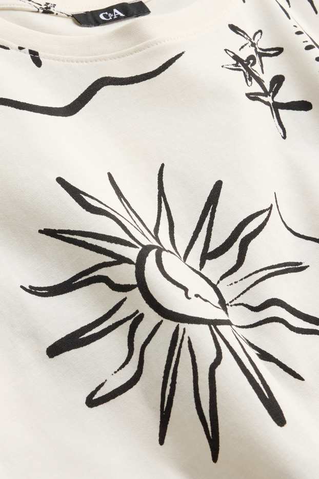 Dames - T-shirt - wit / zwart