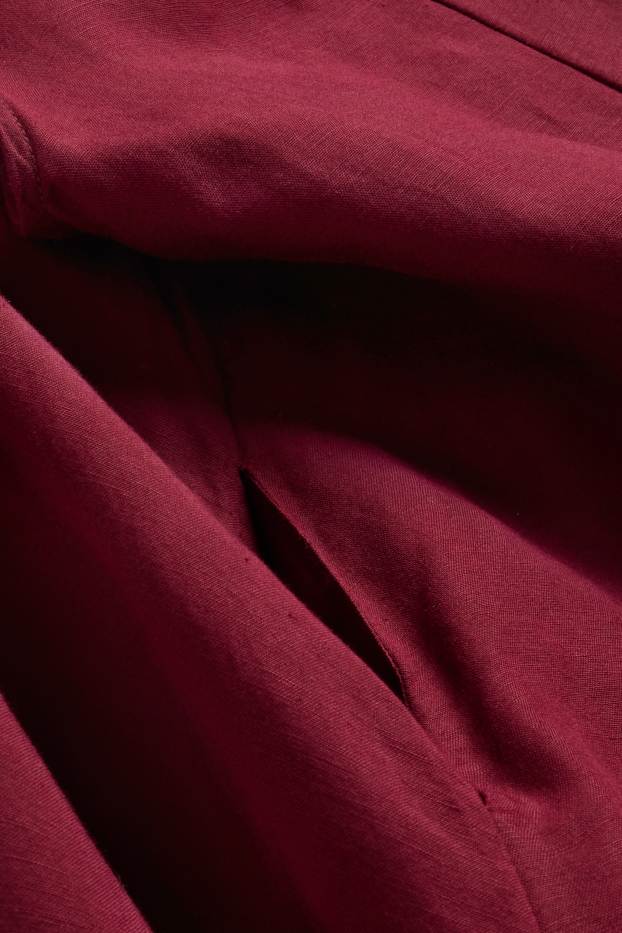 Damen - Jumpsuit - Leinen-Mix - dunkelrot