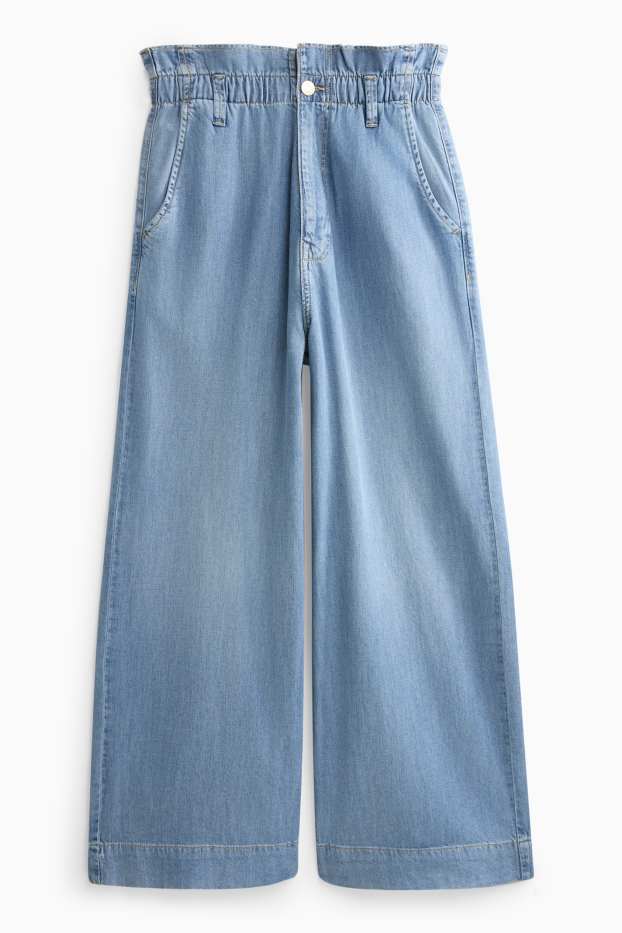 Damen - Crop Wide Leg Jeans - High Waist - jeansblau