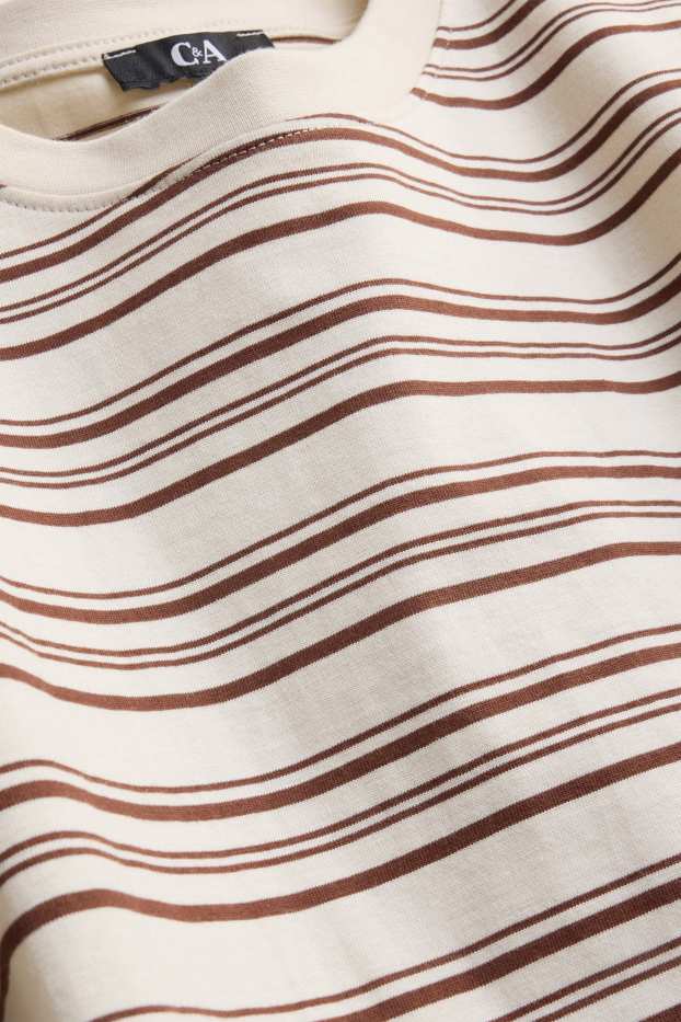 Damen - T-Shirt - Regular Fit - gestreift - beige / braun