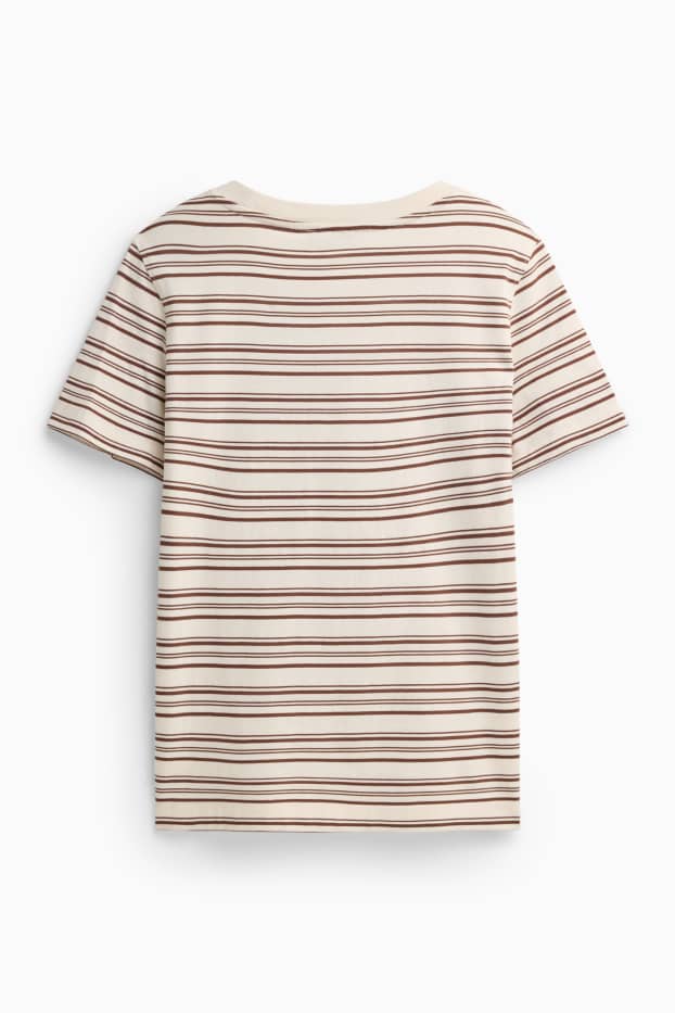 Damen - T-Shirt - Regular Fit - gestreift - beige / braun