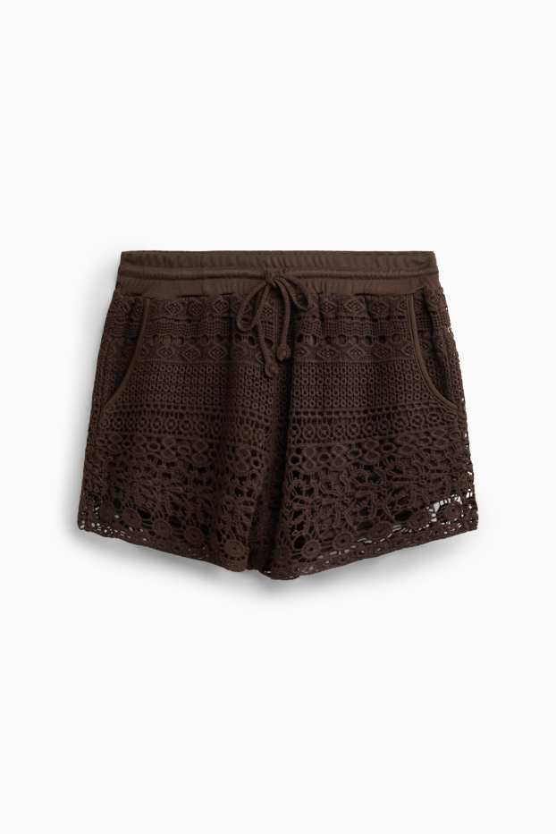 Damen - Strick-Shorts - braun