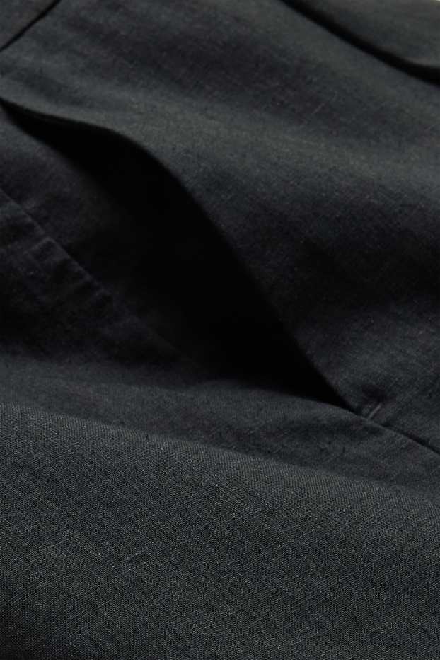 Damen - Shorts - Mid Waist - Leinen-Mix - schwarz