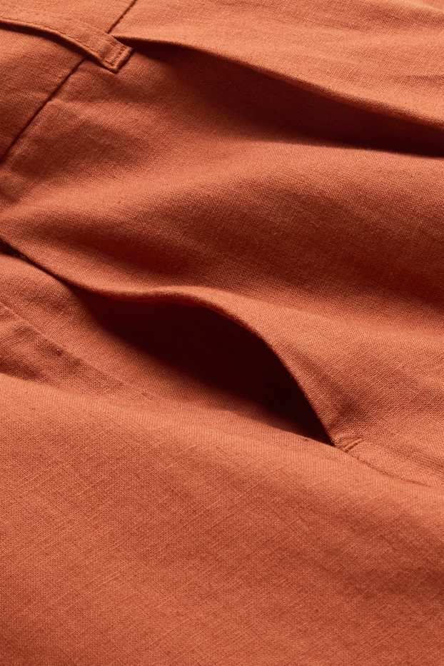 Damen - Shorts - Mid Waist - Leinen-Mix - orange-rot