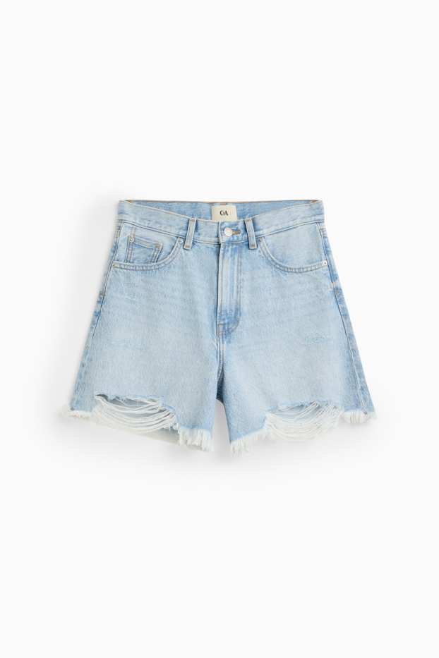 Damen - Jeans-Shorts - High Waist - helljeansblau