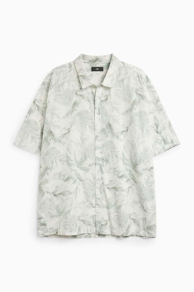 Heren - Overhemd - met structuur - met patroon - groen / crème wit