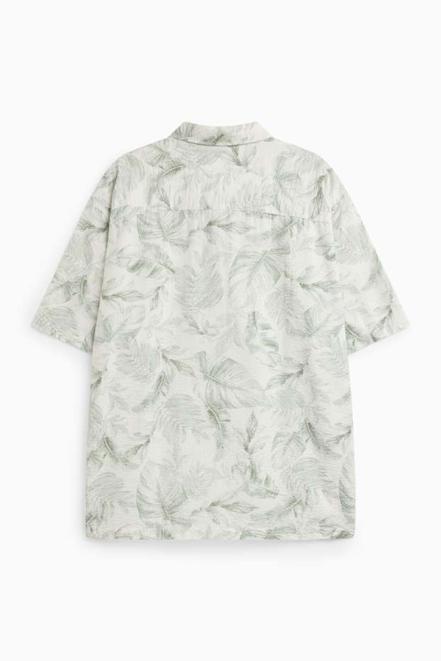 Heren - Overhemd - met structuur - met patroon - groen / crème wit