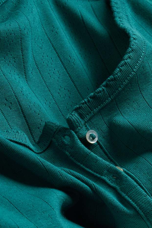 Damen - T-Shirt - Regular Fit - gerippt - dunkelgrün