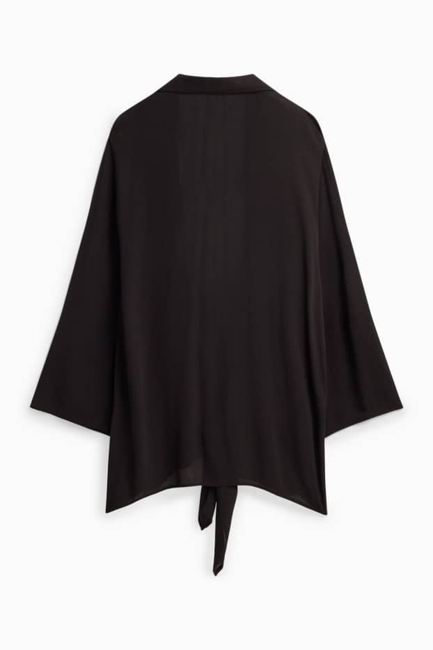 Women - Blouse with knot detail - black