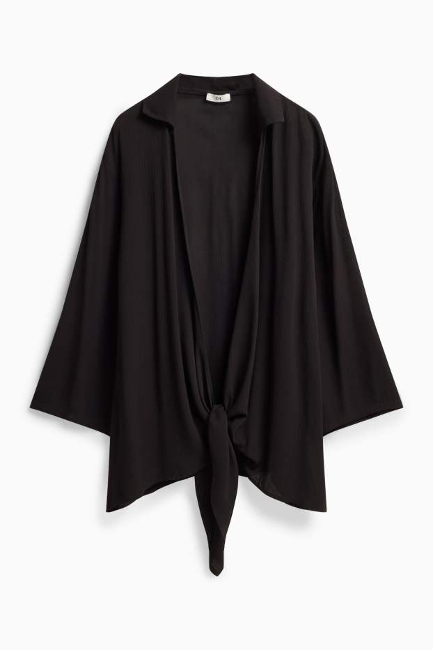 Women - Blouse with knot detail - black