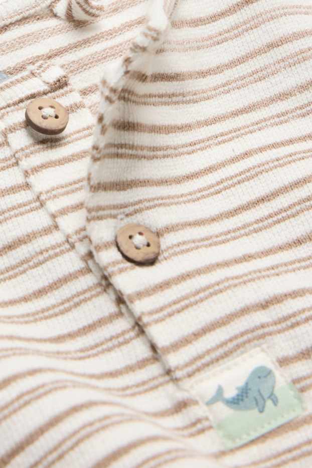 Baby: jongens - Walvis - baby-T-shirt - gestreept - wit / beige