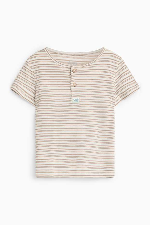 Baby: jongens - Walvis - baby-T-shirt - gestreept - wit / beige
