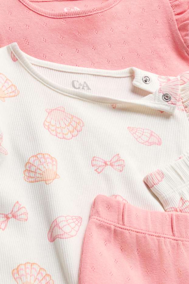 Baby Mädchen - Multipack 2er - Muschel - Baby-Pyjama - 4 teilig - weiss / pink
