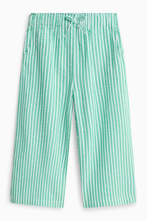 Kinder Mädchen - Stoffhose - gestreift - grün