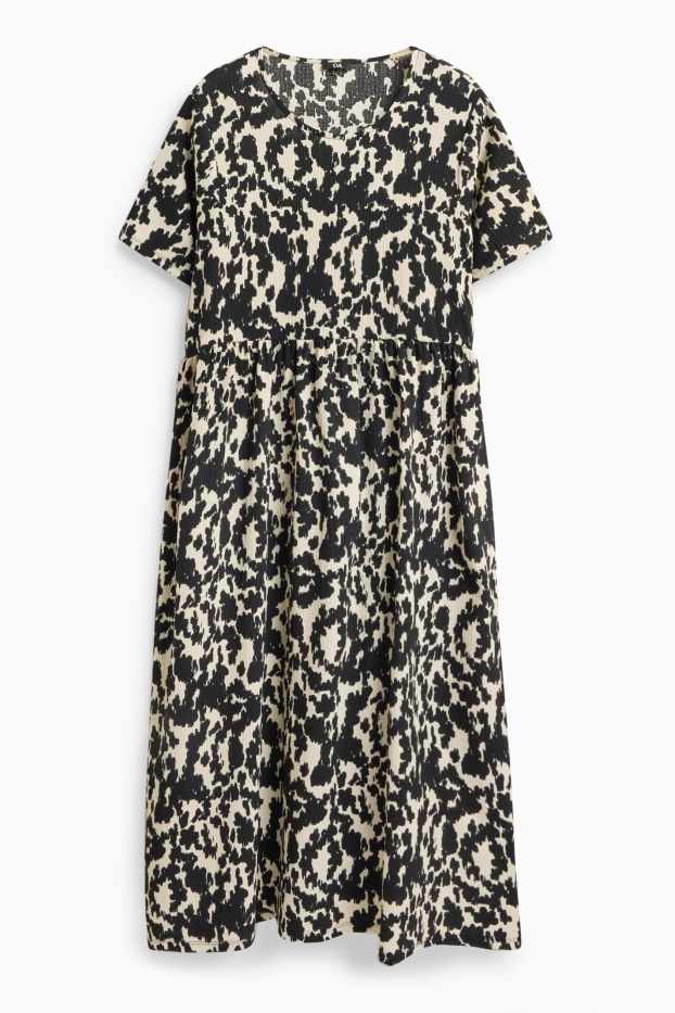 Damen - A-Linien Kleid - gemustert - strukturiert - schwarz / weiß