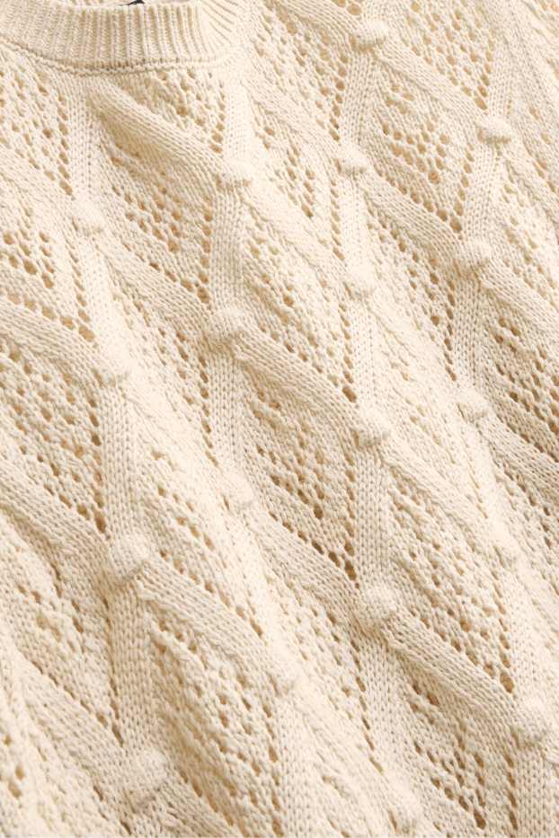 Damen - Strickpullover - kurzarm - beige