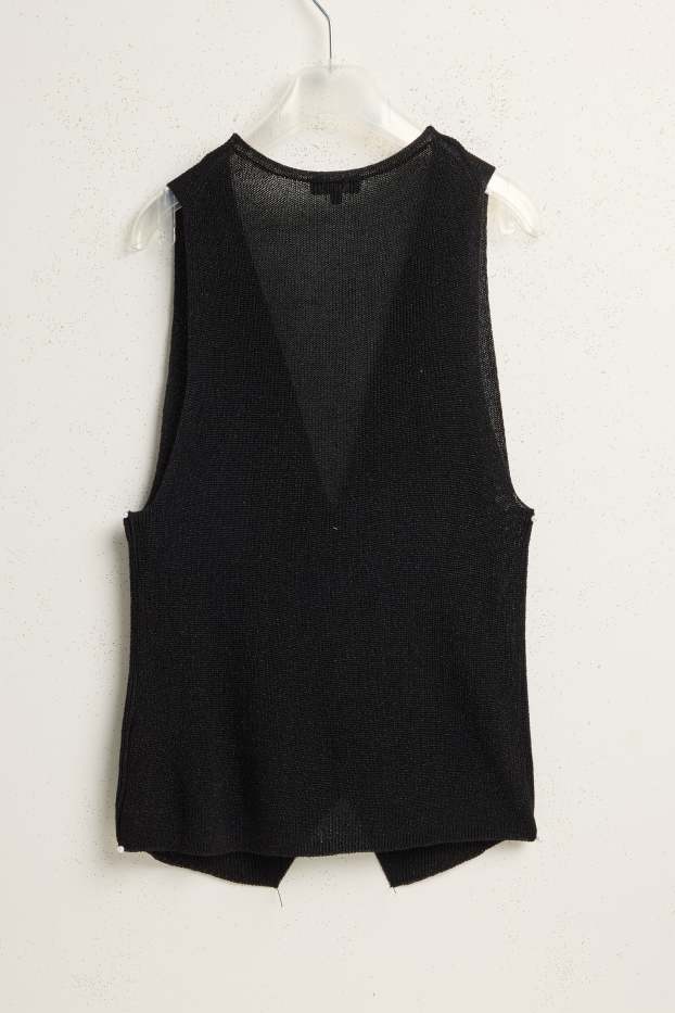 Femmes - Gilet sans manches en maille - finition côtelée - noir