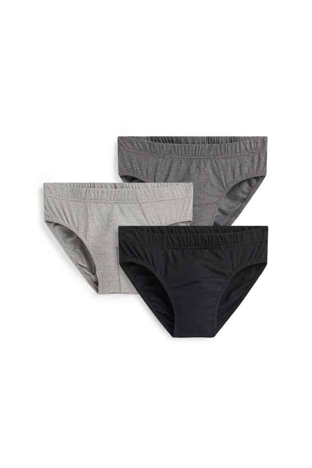 Hommes - Lot de 3 - slips - gris
