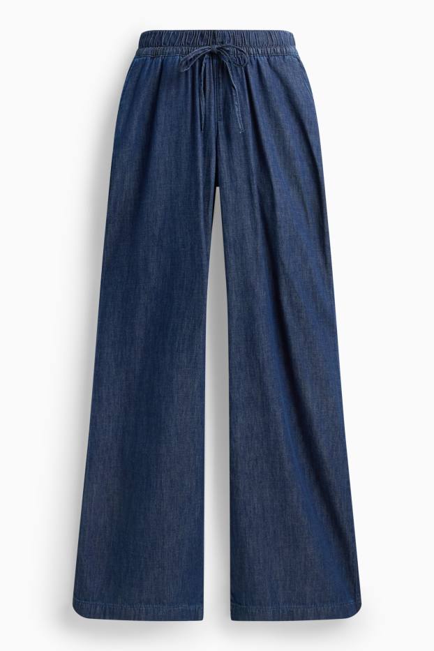 Femmes - Pantalon de grossesse - wide Leg - aspect jean - jean bleu foncé