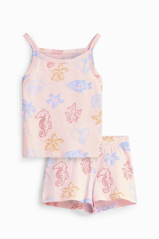 Kinder Mädchen - Meer - Shorty-Pyjama - 2 teilig - rosa