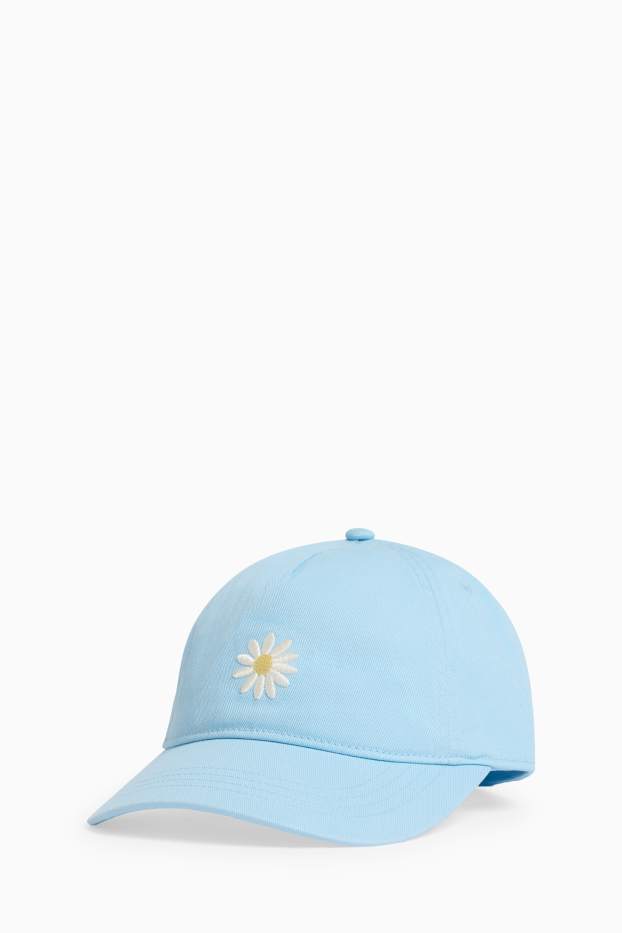 Enfants filles - Fleur - casquette de baseball - bleu clair