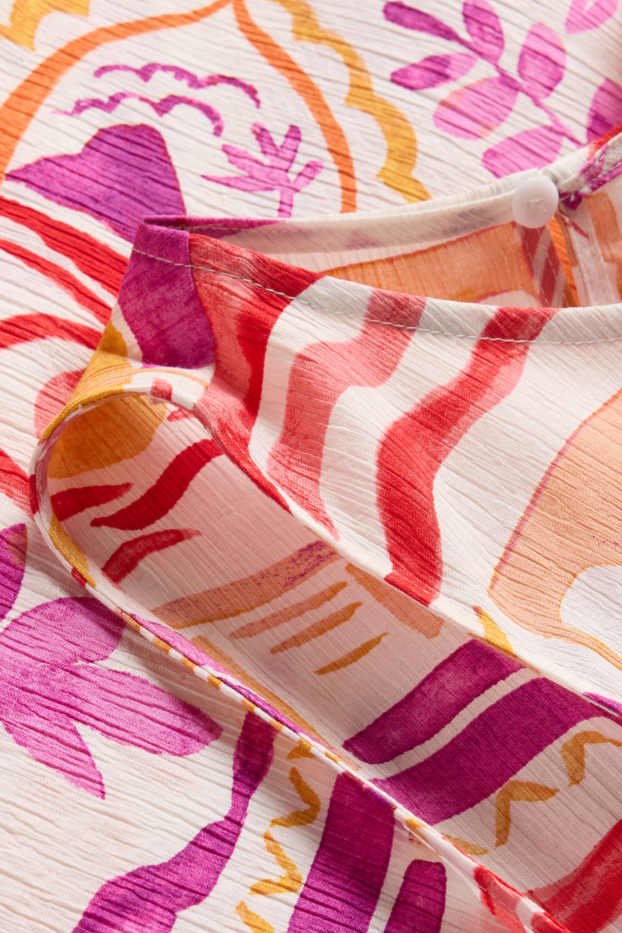 Donna - Blusa smanicata - fantasia - bianco