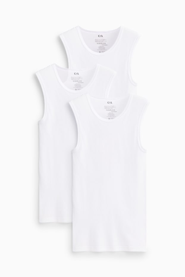 Uomo - Confezione da 3 - maglia intima - a coste fini - bianco